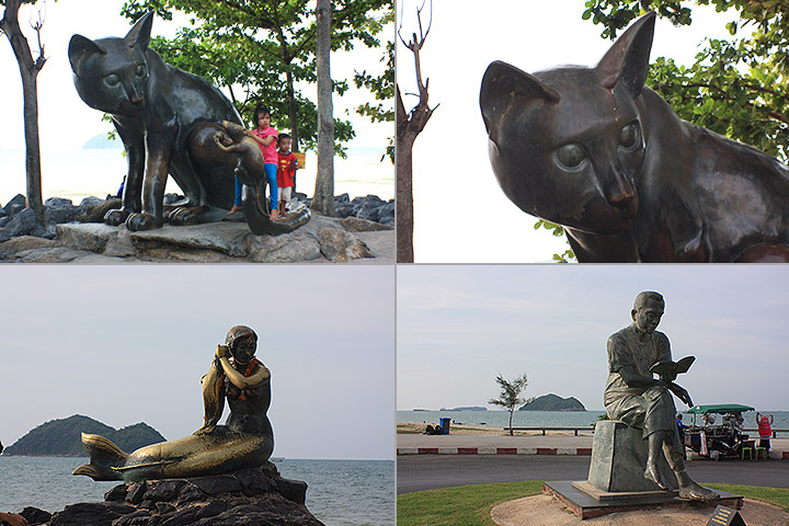 travel, thailand, songkhla, statues